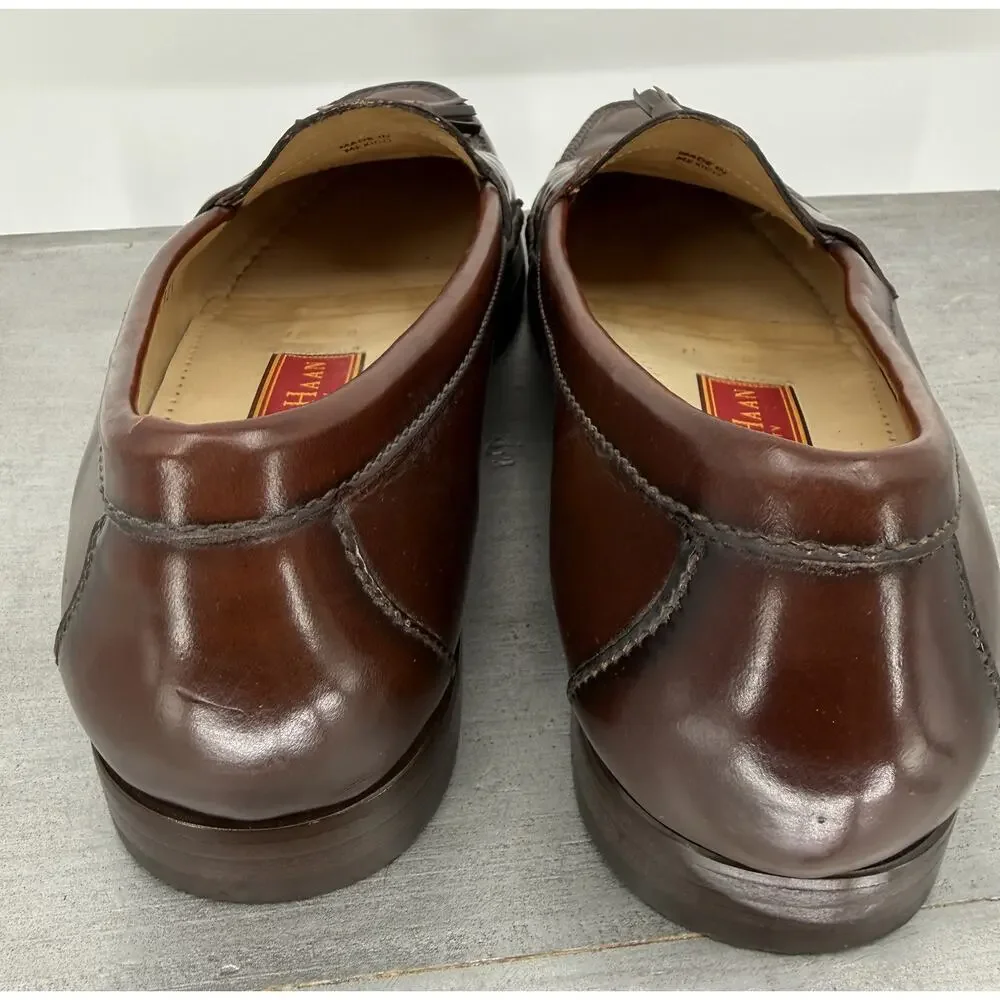 Cole Haan City Pinch Tassel Kiltie Loafers Burgundy Leather Men's 10 Business